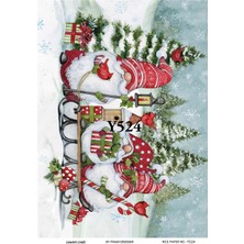 Lineart Y524 Yeniyıl Gnome Sakallı Cüce Desenli Pirinç Dekopaj 30 x 42 cm