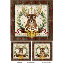 Lineart Y464 Yeniyıl Çerçeve Geyik Kare Desenli Pirinç Dekopaj 30 x 42 cm