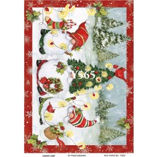 Lineart Y565 Gnome Sakallı Cüce Yeniyıl Desenli Pirinç Dekopaj 30 x 42 cm