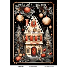 Lineart Y696 Yeniyıl Ev Desenli Pirinç Dekopaj 30 x 42 cm