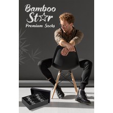 Bamboo Star Bambu Erkek Soket Uzun Düz Lacivert Dikişsiz 6'lı Premium Kutulu Çorap