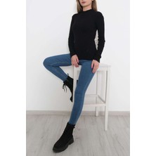 Tozlu Yaka Yarım Balıkçı Body Siyah