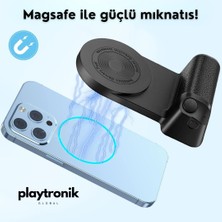 Playtronik Magsafe Bluetooth Eski Tip Deklanşör Akıllı Kamera Telefon Tutucu Kablosuz Şarj Standı Telefon Siyah