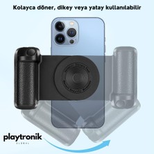 Playtronik Magsafe Bluetooth Eski Tip Deklanşör Akıllı Kamera Telefon Tutucu Kablosuz Şarj Standı Telefon Siyah