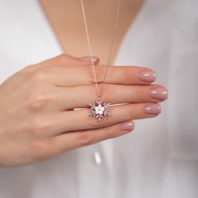 Hom Silver Jewelry 925 Ayar Gümüş Zirkon Taş Işlemeli Yaprak Kadın Kolye HSJ0015