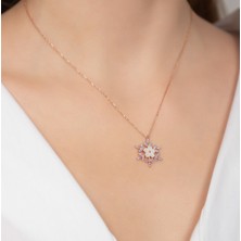 Hom Silver Jewelry 925 Ayar Gümüş Zirkon Taş Işlemeli Yaprak Kadın Kolye HSJ0015
