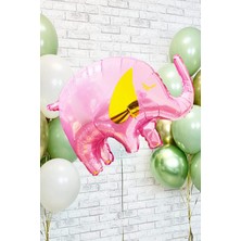 Pekshop Fil Folyo Balon Gold Detaylı Pembe Fil Balon 65CM
