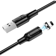 Borofone Manyetik Uçlu USB To Lightning Kablo iPhone 11 12 13 14 Serisi Uyumlu 1 Metre Şarj Kablo Mıknatıs Uçlu Siyah Renk BX41