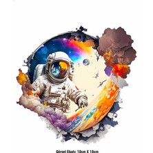 F17 Ajans Astronot Dtf Baskı Ütü ile Yapışan Tekstil Yüksek Kalite Renkli Görsel 18 cm x 18 cm
