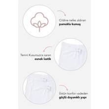 Kız Çocuk Pamuklu Düz Paçalı Boxer Tayt 2'li Paket Beyaz