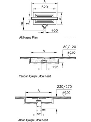 Artema Vitra 59980480000 Eco-Flow V-Flow DK100 60 cm Duş Kanalı - Mat Krom Yandan