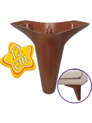 Glaswen Zelve 12 cm Ceviz Ahşap Desenli Lüx Mobilya Kanepe Sehpa Ünite Koltuk Ayağı Baza Ayak