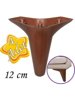 Glaswen 4 Adet Zelve 12 cm Ceviz Ahşap Desenli Lüx Mobilya Kanepe Sehpa Ünite Koltuk Ayağı Baza Ayak