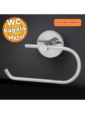 Badem10 Metal Sağlam Krom Tuvalet Kağıtlık Aparat Kapalı Wc Kağıt Standı Bez Havluluk Paslanmaz