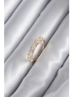 Clariss Pirinç Gold Renk Zirkon Taş Kalp Model Kadın Yüzük