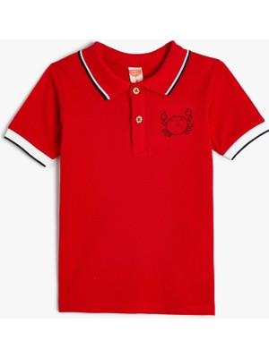Koton Polo Tişört Kısa Kollu Düğmeli Yengeç Işleme Detaylı