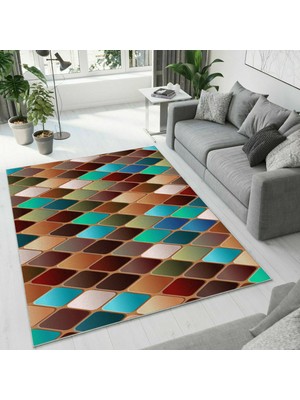 Colorix Carpet Dijital Baskı Dekoratif Kaymaz Taban Yıkanabilir Halı NO:1065