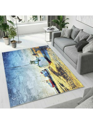 Colorix Carpet Dijital Baskı Dekoratif Kaymaz Taban Yıkanabilir Halı NO:1351