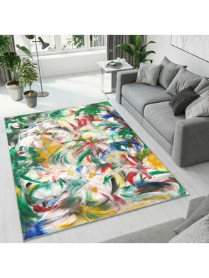 Colorix Carpet Dijital Baskı Dekoratif Kaymaz Taban Yıkanabilir Halı NO:1383