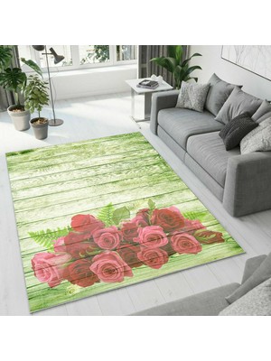 Colorix Carpet Dijital Baskı Dekoratif Kaymaz Taban Yıkanabilir Halı NO:1300