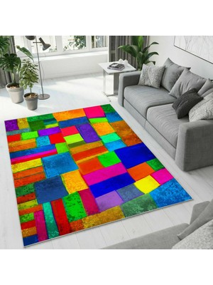 Colorix Carpet Dijital Baskı Dekoratif Kaymaz Taban Yıkanabilir Halı NO:1044