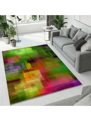 Colorix Carpet Dijital Baskı Dekoratif Kaymaz Taban Yıkanabilir Halı NO:1124