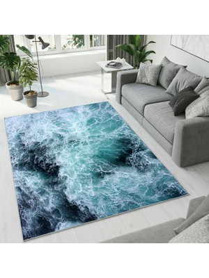 Colorix Carpet Dijital Baskı Dekoratif Kaymaz Taban Yıkanabilir Halı NO:1548