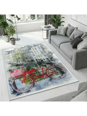 Colorix Carpet Dijital Baskı Dekoratif Kaymaz Taban Yıkanabilir Halı NO:1637