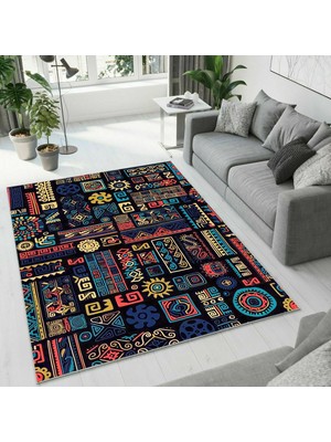 Colorix Carpet Dijital Baskı Dekoratif Kaymaz Taban Yıkanabilir Halı NO:1866