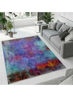 Colorix Carpet Dijital Baskı Dekoratif Kaymaz Taban Yıkanabilir Halı