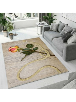 Colorix Carpet Dijital Baskı Dekoratif Kaymaz Taban Yıkanabilir Halı NO:1519
