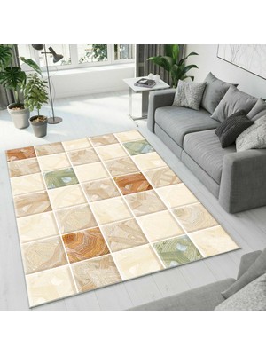 Colorix Carpet Dijital Baskı Dekoratif Kaymaz Taban Yıkanabilir Halı