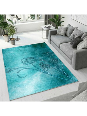 Colorix Carpet Dijital Baskı Dekoratif Kaymaz Taban Yıkanabilir Halı