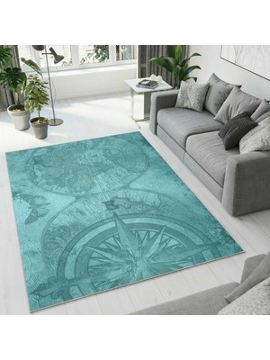 Colorix Carpet Dijital Baskı Dekoratif Kaymaz Taban Yıkanabilir Halı