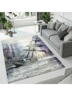 Colorix Carpet Dijital Baskı Dekoratif Kaymaz Taban Yıkanabilir Halı