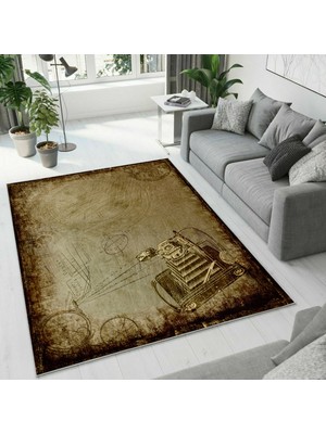 Colorix Carpet Dijital Baskı Dekoratif Kaymaz Taban Yıkanabilir Halı