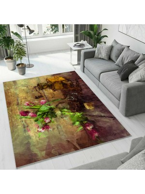 Colorix Carpet Dijital Baskı Dekoratif Kaymaz Taban Yıkanabilir Halı