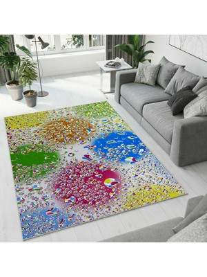 Colorix Carpet Dijital Baskı Dekoratif Kaymaz Taban Yıkanabilir Halı