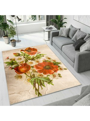 Colorix Carpet Dijital Baskı Dekoratif Kaymaz Taban Yıkanabilir Halı