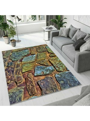 Colorix Carpet Dijital Baskı Dekoratif Kaymaz Taban Yıkanabilir Halı