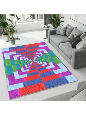 Colorix Carpet Dijital Baskı Dekoratif Kaymaz Taban Yıkanabilir Halı NO:1604