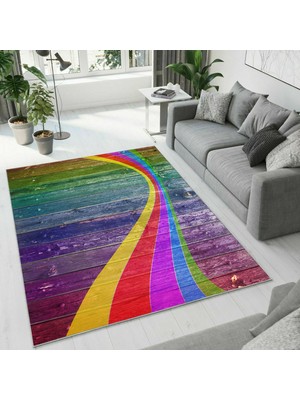 Colorix Carpet Dijital Baskı Dekoratif Kaymaz Taban Yıkanabilir Halı