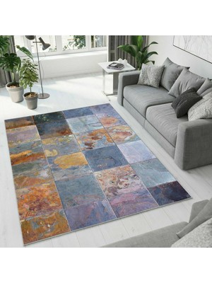 Colorix Carpet Dijital Baskı Dekoratif Kaymaz Taban Yıkanabilir Halı