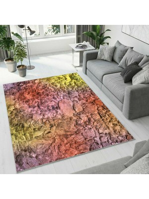 Colorix Carpet Dijital Baskı Dekoratif Kaymaz Taban Yıkanabilir Halı