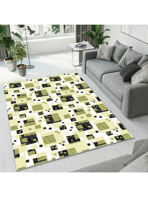 Colorix Carpet Dijital Baskı Dekoratif Kaymaz Taban Yıkanabilir Halı