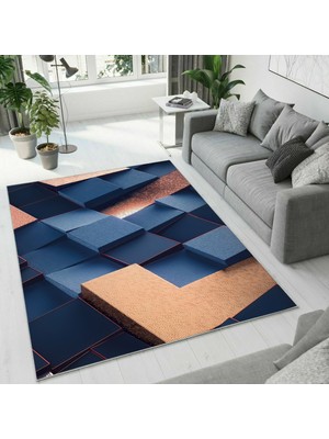 Colorix Carpet Dijital Baskı Dekoratif Kaymaz Taban Yıkanabilir Halı