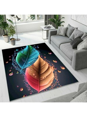 Colorix Carpet Dijital Baskı Dekoratif Kaymaz Taban Yıkanabilir Halı