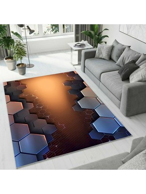 Colorix Carpet Dijital Baskı Dekoratif Kaymaz Taban Yıkanabilir Halı