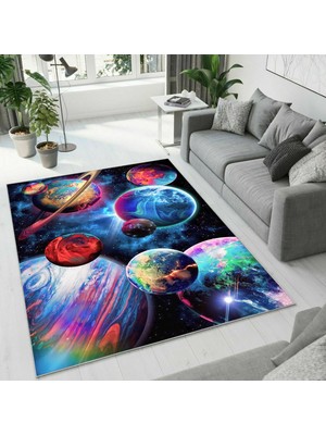 Colorix Carpet Dijital Baskı Dekoratif Kaymaz Taban Yıkanabilir Halı