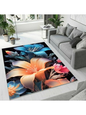 Colorix Carpet Dijital Baskı Dekoratif Kaymaz Taban Yıkanabilir Halı